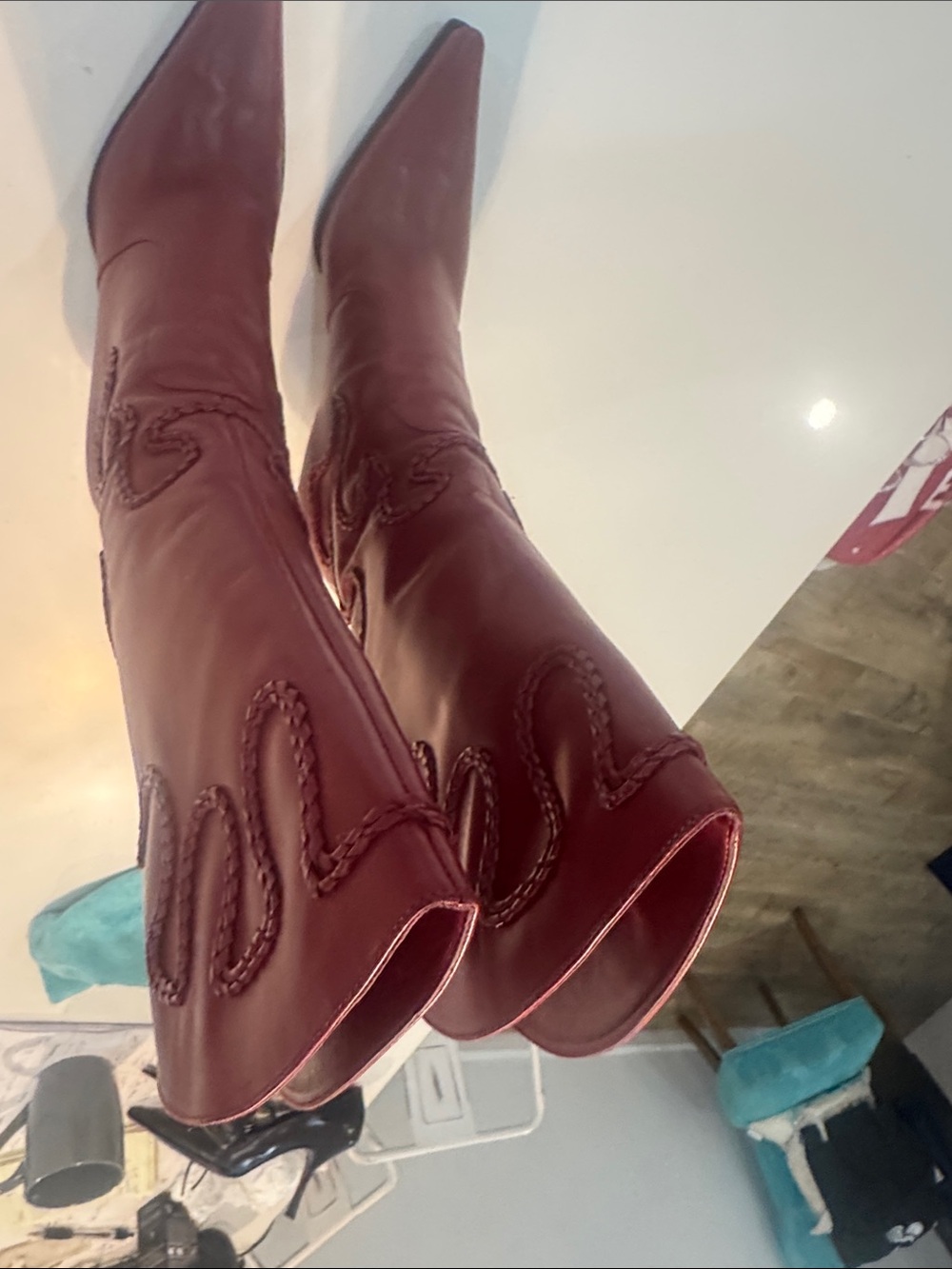 Sergio Rossi Red Leather Pointed-Toe boots - Picture 12 of 13